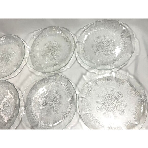 Arcoroc France Salad & Dessert Plate Sunflower Design Clear Glass Set of 12 - Picture 11 of 16